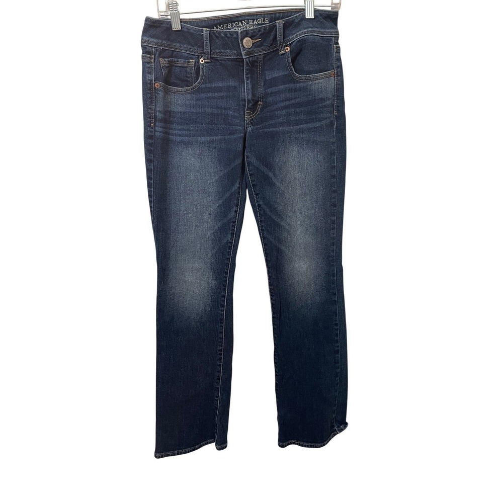 American Eagle Kick Boot Jeans Dark Wash Size 6 Whiskered Dark Wash